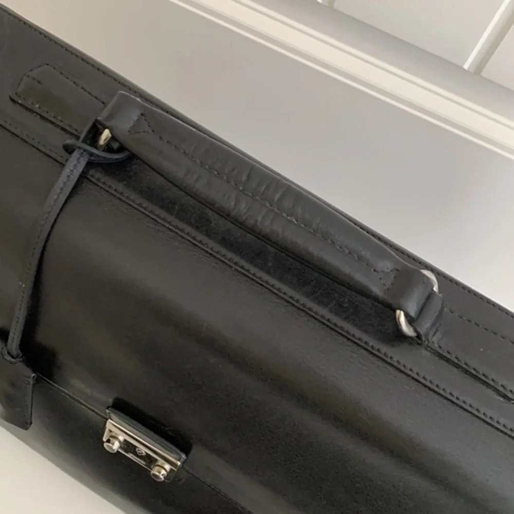 Coach Laptop Messenger Crossbody Briefcase Black Leather Lock Business Bag 5307‎